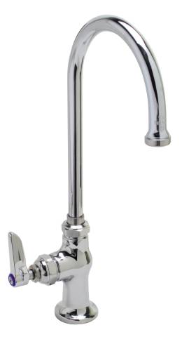 T & S SINGLE HANDLE DECK MOUNT PANTRY FAUCET WITH SWIVEL GOOSENE - Click Image to Close