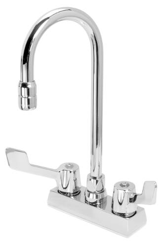GOOSENECK LAVATORY FAUCET WITH 4 IN. BLADE HANDLES, CHROME, LEAD