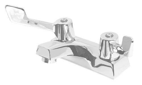 LAVATORY FAUCET WITH 4 IN. BLADE HANDLES AND NO POP-UP, CHROME, - Click Image to Close