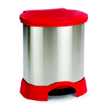 STAINLESS STEEL STEP-ON CONTAINER 23 GL RED - Click Image to Close