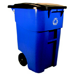 BRUTE RL OUT RECYCLING CNTNR W/ LID 50 GL BLU - Click Image to Close